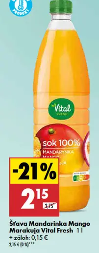 Vital Fresh Šťava Mandarinka Mango Marakuja
