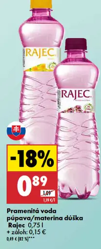 Rajec pramenitá voda dúška/púpava