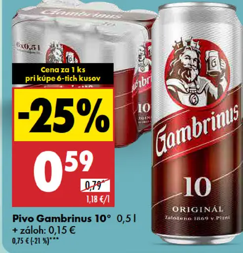 Gambrinus 10° plechovka