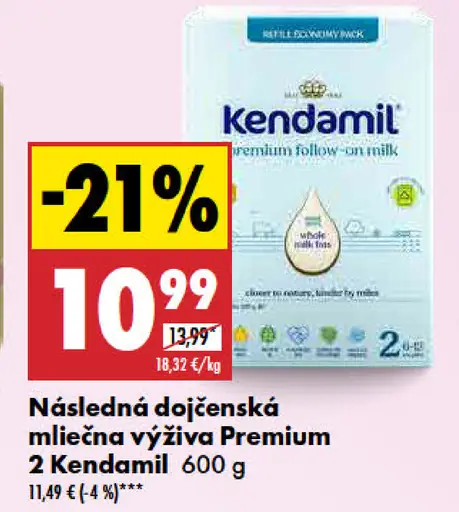Následná dojčenská mliečna výživa Premium 2 Kendamil