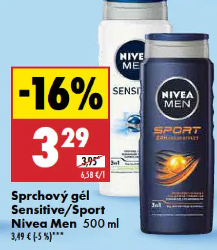 Nivea Sprchový gél Sensitive/Sport Men
