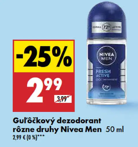 Nivea Men guľôčkový dezodorant