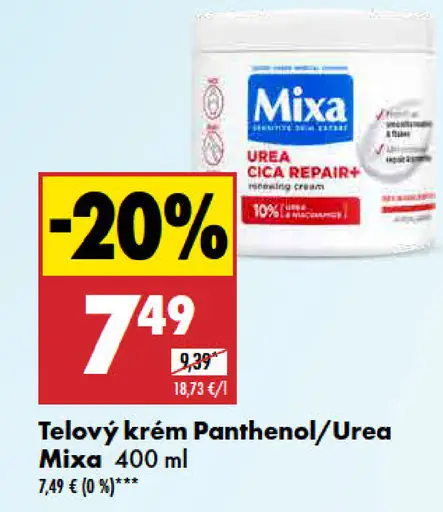 Mixa Telový krém Panthenol/Urea