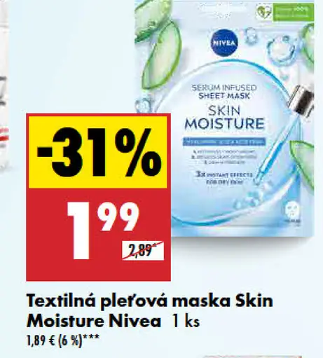 Textilná pleťová maska Nivea Skin Moisture
