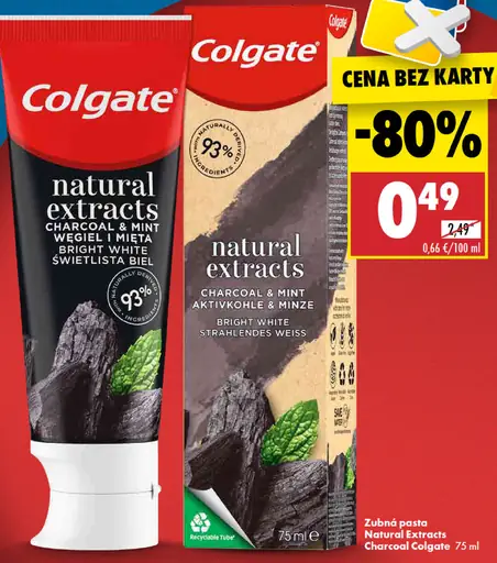 Colgate zubná pasta Natural Extracts Charcoal & Mint