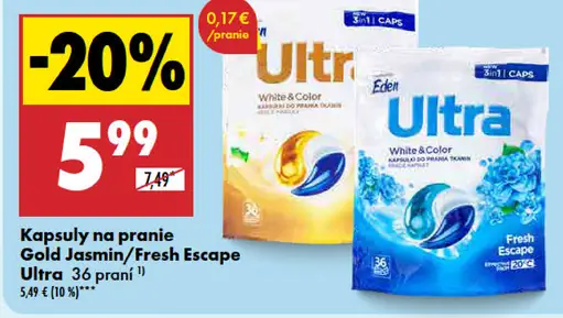 Ultra Gold Jasmin/Fresh Escape kapsuly na pranie
