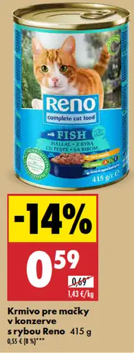 Reno krmivo pre mačky v konzerve s rybou