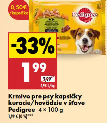 Pedigree kapsičky krmivo pre psy kuracie/hovädzie