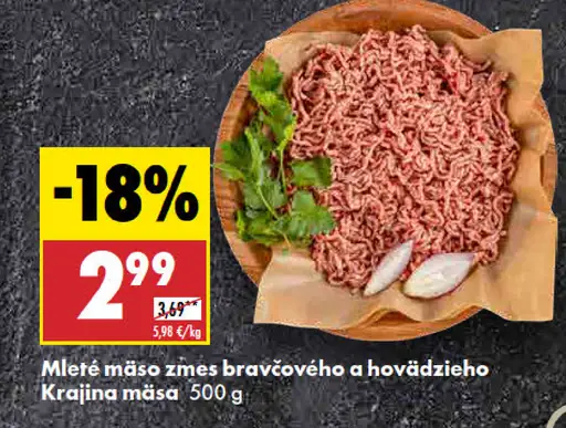 Krajina mäsa Mleté mäso zmes bravčového a hovädzieho mäsa