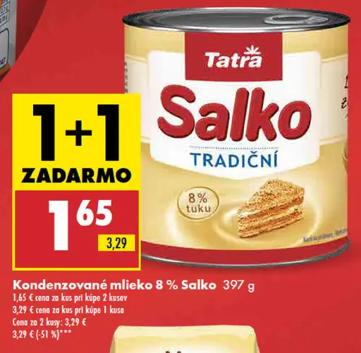 Tatra Salko kondenzované mlieko 8%