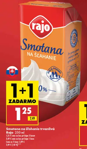 Rajo Smotana na šlahanie trvanlivá