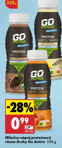 Go Active Mliečny nápoj proteínový rôzne druhy