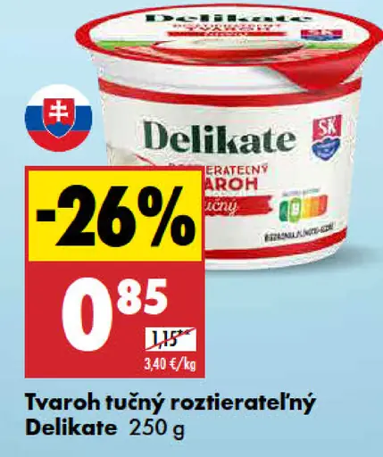 Delikate Tvaroh tučný roztierateľný
