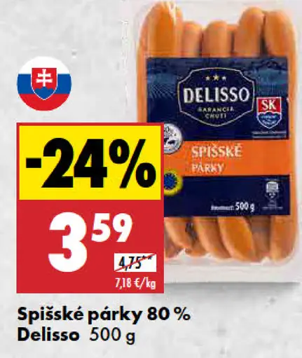 Delisso Spišské párky 80 %