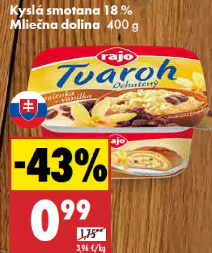 Rajo Tvaroh vanilkový s hrozienkami hrudkovitý