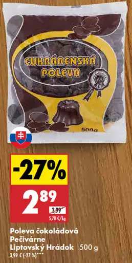 Pečivárne Liptovský Hrádok Poleva biela čokoláda