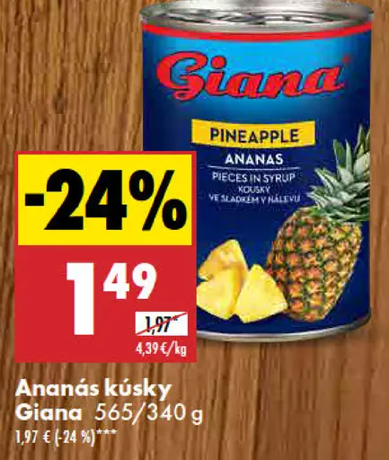 Giana Ananás kúsky v sirupe