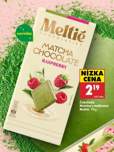 Meltie čokoláda Matcha s malinami
