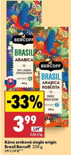 Bercoff Káva zrnková Brazil