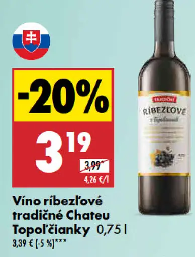 Tradičné ríbezľové Chateau Topoľčianky Vino