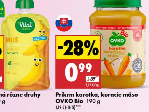OVKO Bio Príkrm karotka, kuracie mäso