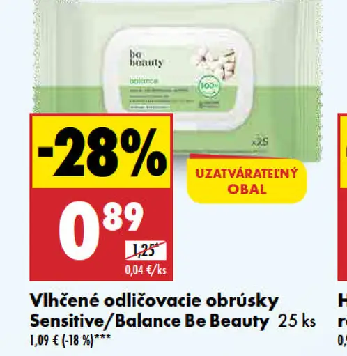 Be Beauty Vlhčené odličovacie obrúsky Sensitive/Balance