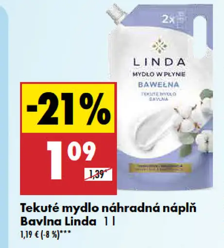 Linda tekuté mydlo náhradná náplň bavlna