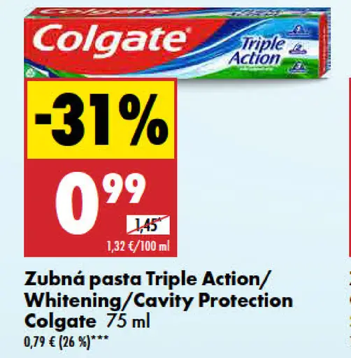 Colgate zubná pasta Triple Action/Whitening/Cavity Protection
