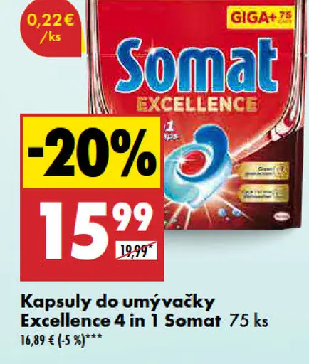Somat Excellence Kapsuly do umývačky 4 in 1