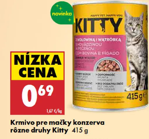 Kitty krmivo pre mačky konzerva
