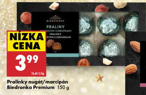 Biedronka Premium pralinky nugát/marcipán