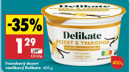 Delikate Tvarohový dezert s vanilkovou príchuťou