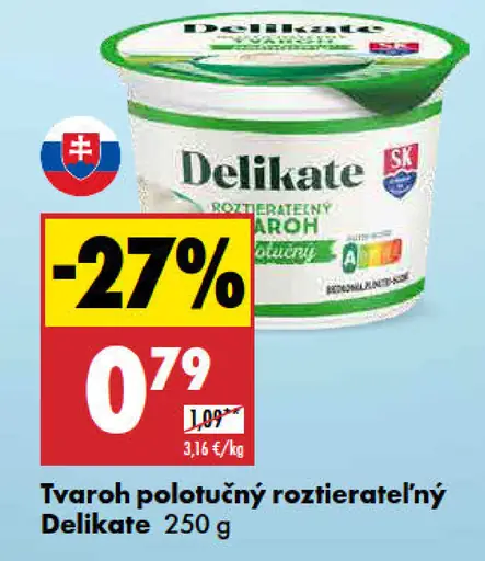 Delikate Tvaroh polotučný roztierateľný