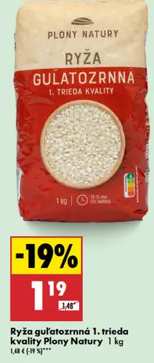 Plony Natury ryža guľatozrnná 1. trieda kvality