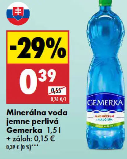 Gemerka Minerálna voda jemne perlivá