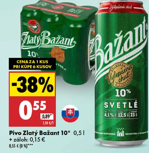 Zlatý Bažant 10° plechovka