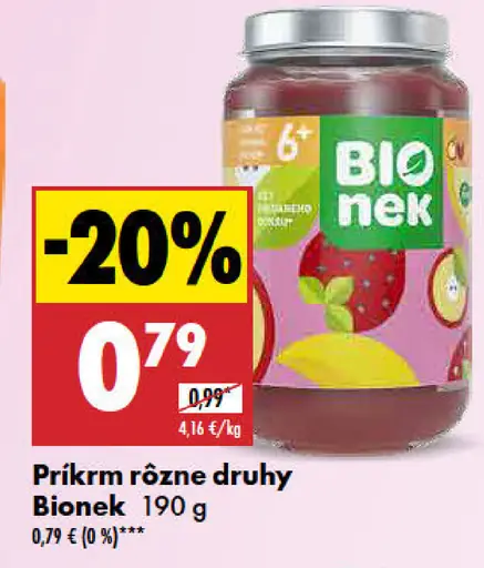 Bionek Príkrm rôzne druhy