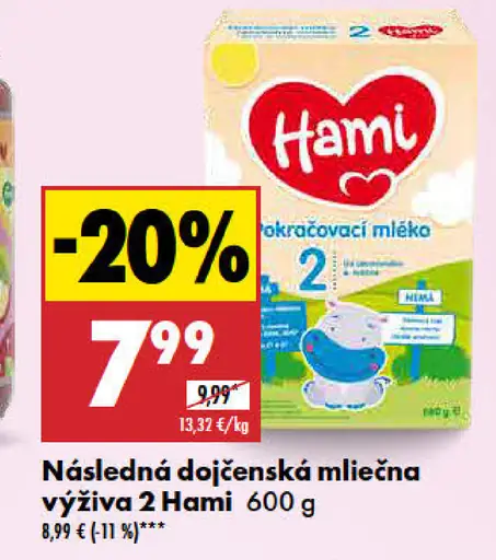 Hami Následná dojčenská mliečna výživa 2