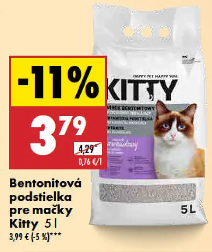 Kitty Podstielka pre mačky Bentonit