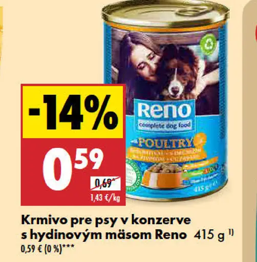 Reno Krmivo pre psy v konzerve s hydinovým mäsom