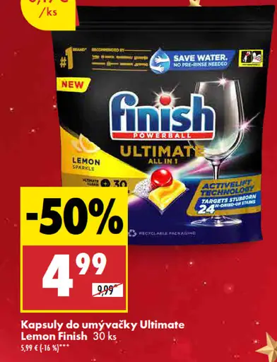Finish Kapsuly do umývačky Ultimate+ Lemon