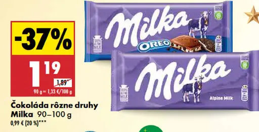 Čokoláda rôzne druhy Milka