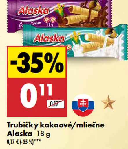 Alaska trubičky kakaové/mliečne
