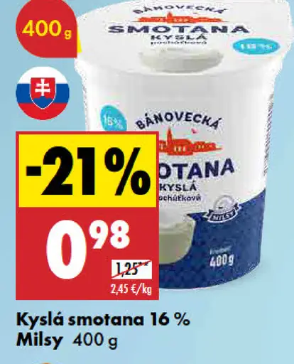 Milsy Kyslá smotana 16 %