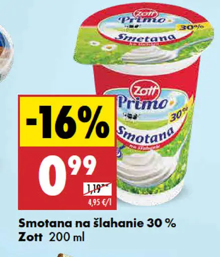 Zott Primo Smotana na šľahanie 30 %