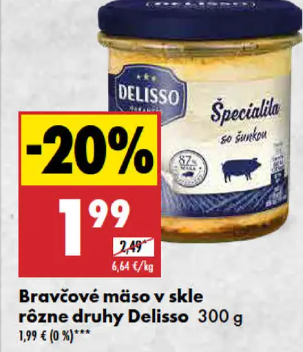 Delisso Bravčové mäso v skle rôzne druhy