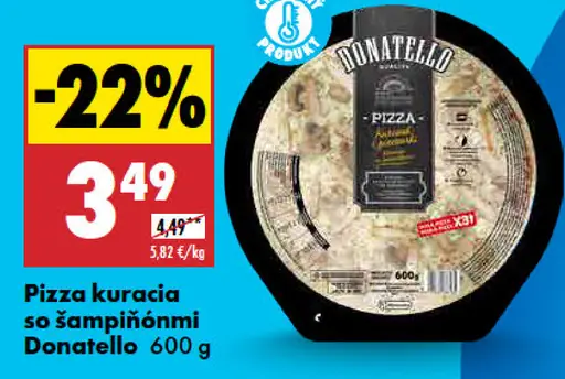 Donatello Pizza kuracia so šampiňónmi