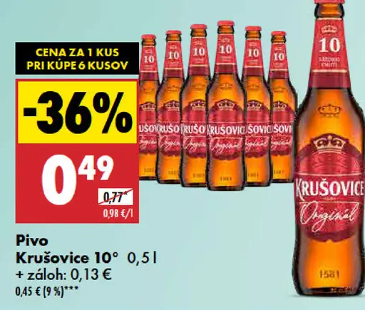 Krušovice Pivo 10° plechovka