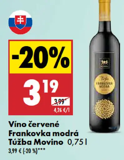 Frankovka modrá Túžba Movino Vino červené