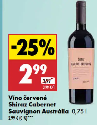 Vino červené Shiraz Cabernet Sauvignon Austrália